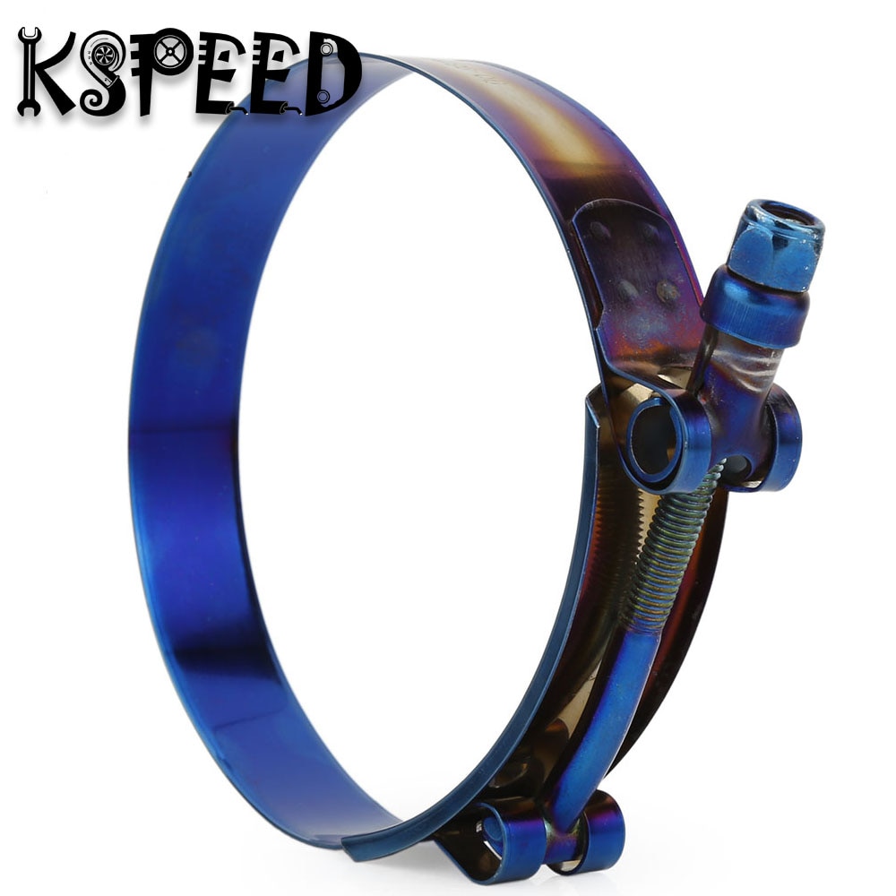 Universal Stainless Steel Hose Clamp Kit Adjustable Titanium Blue Clamp 1.75" inch to 3.75" inch 53mm to 105mm