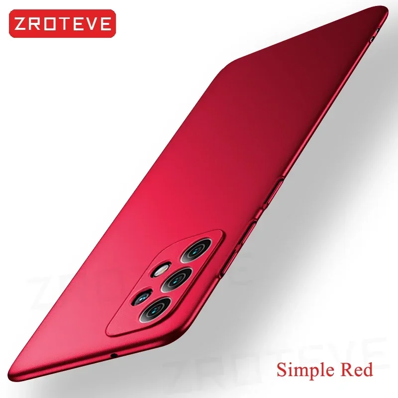 A72 A52 étui Zroteve mince givré dur PC couverture pour Samsung Galaxy A52s A32 A51 A71 M52 M53 A13 A23 A33 A53 A73 5G coques de téléphone: Aluminium / Rouge