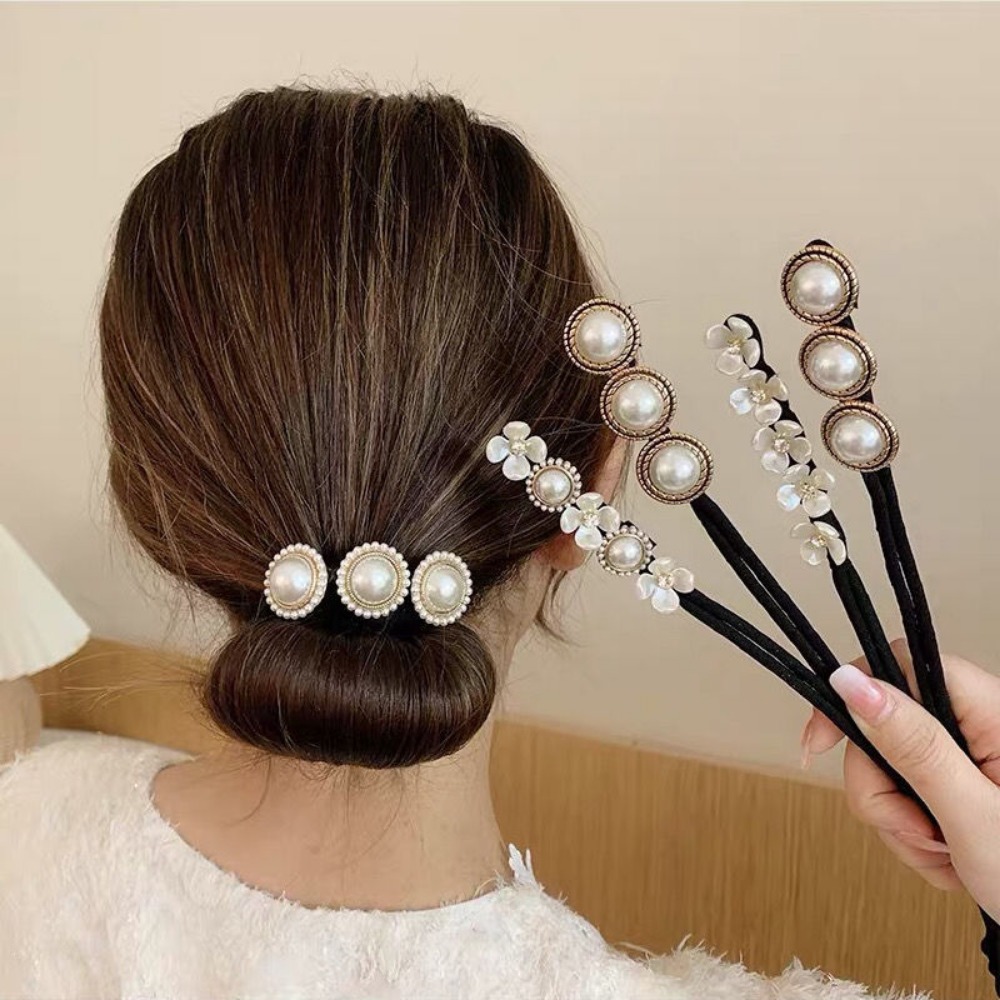 Vrouwen Knot Maker Bloemen Kristal Donut Opgestoken Haar Stok Diy Plaat Haar Buigbare Haarband Chignon Hoofddeksels