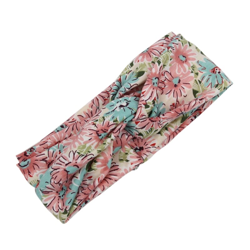 Vrouwen Sport Brede Bloemen Sport Haarband Vrouwelijke Volwassen Mode Casual Elastische Hoofdband Hoofdband Gewikkeld Haar Accessoires: pink-blue