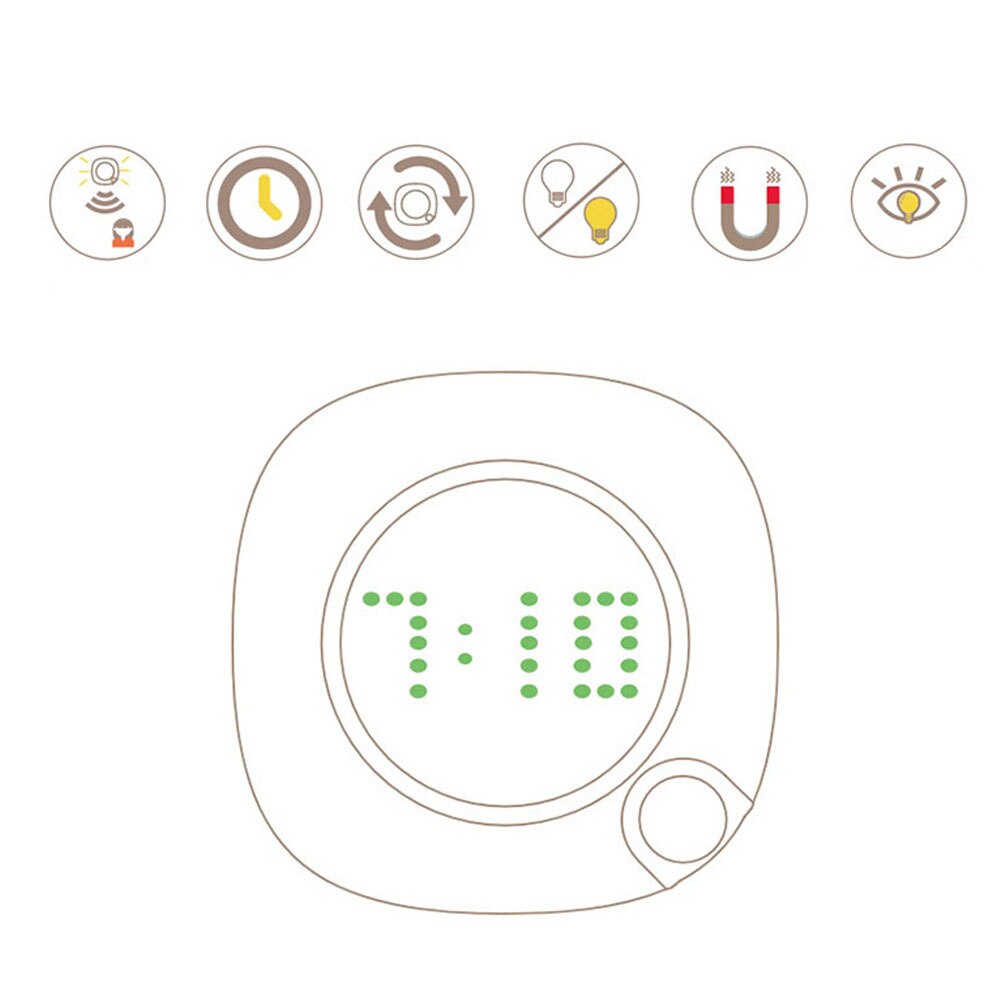 Lámpara LED con Sensor de movimiento, luz nocturna con pantalla Digital de hora, reloj para dormitorio y baño