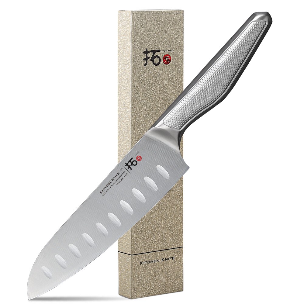 TURWHO Chef Knife 1 Piece Kitchen Knives German 1.4116 Stainless Steel Japanese Kiritsuke Santoku Cleaver Slicing Utility Knife: 7 inch Santoku knife