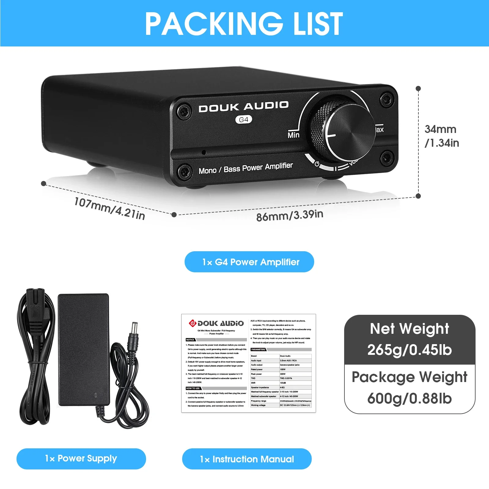 Nobsound TA-21 mini Bluetooth 5.0 DSP amplificatore digitale ricevitore Audio stereo TPA3221 amplificatore di potenza integrato 100W 100W