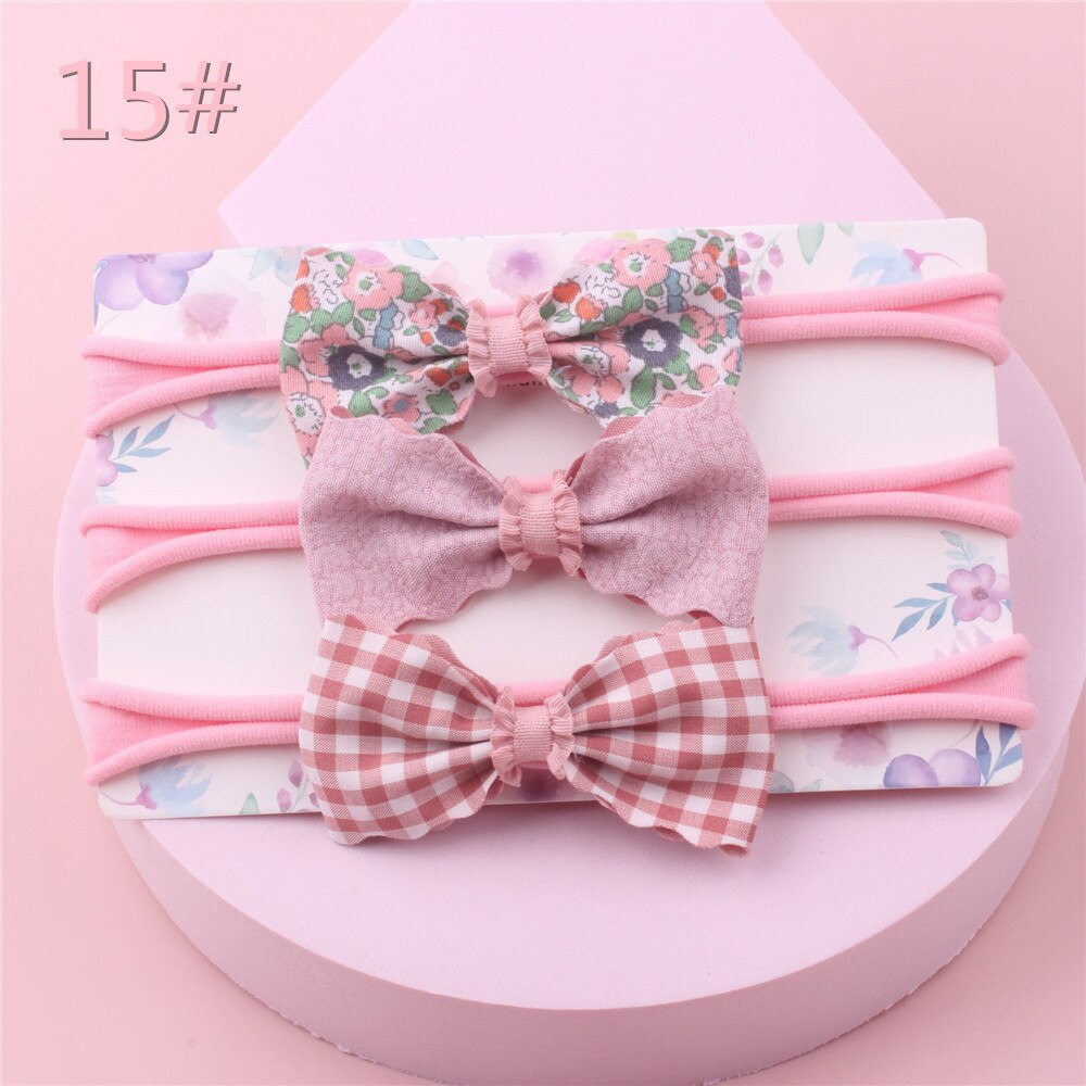 3 unids/set nuevos niños bebé niña arco elástico banda pelo bebé de un año de edad venda del bebé diadema para foto: 15