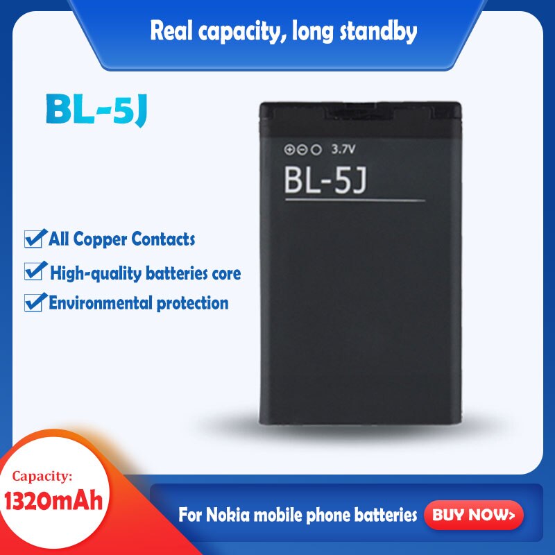 100% Originele Oplaadbare Batterij BL-5J Bl 5J Voor Nokia N900 Lumia 520 521 525 5230 5233 5228 5238 5800 5800XM 5802 X6 X9 200