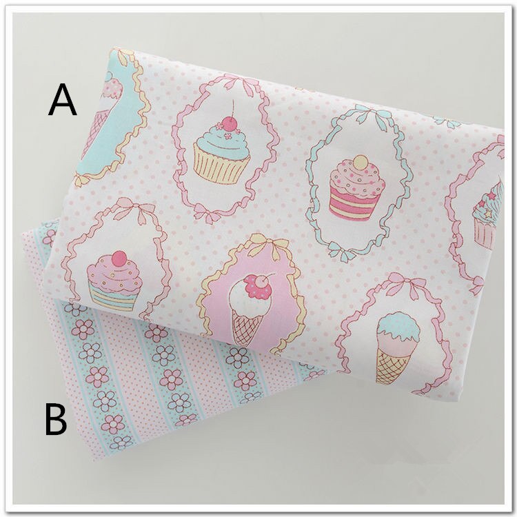 50*160 cm gâteau crème glacée 100% coton tissus Teida bricolage tissu Patchwork Telas bébé jouet couette bébé tissu maison Textile poupée sacs