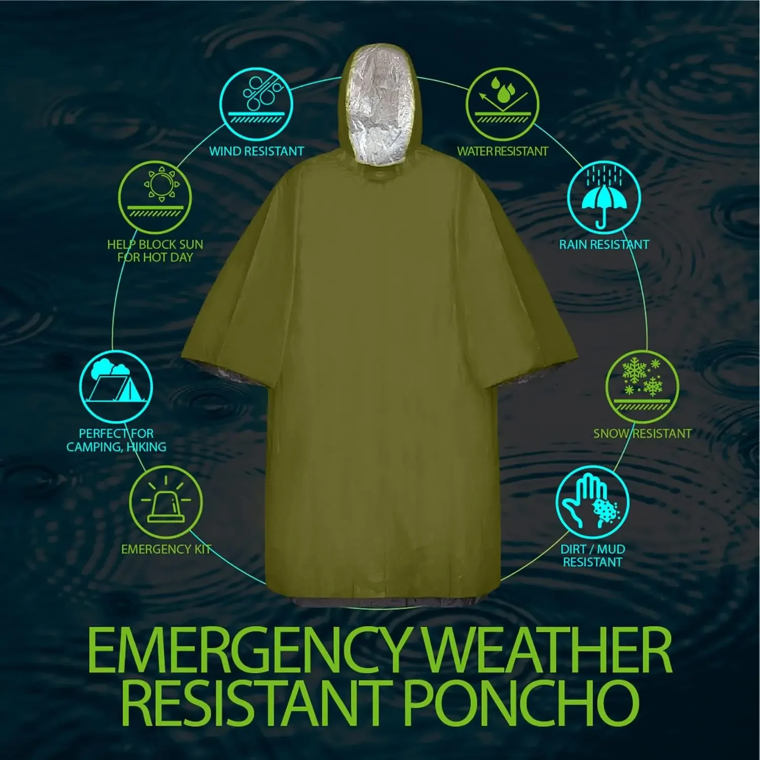 Poncho de chuva de emergência capa de chuva reutilizável resistente às intempéries das mulheres dos homens acampamento caminhadas ao ar livre sobrevivência à prova dwaterproof água engrenagem viagem