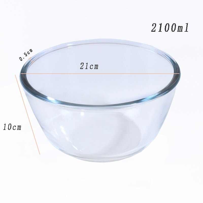 Tigela de cereais de vidro transparente engrossado salada de frutas sobremesa copo doméstico resistente ao calor forno de microondas tigelas especiais único: 2100ML