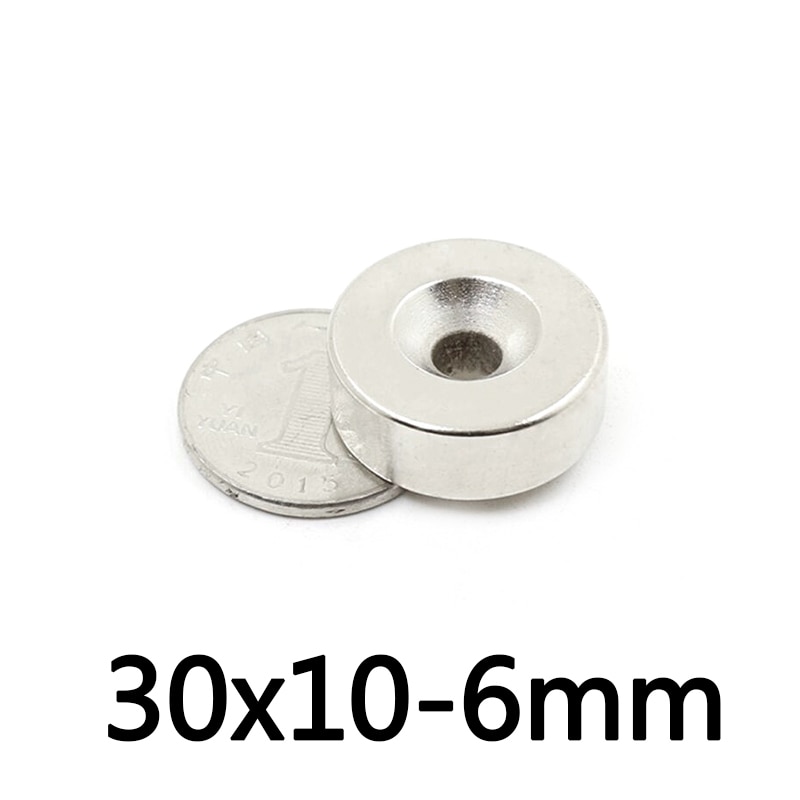 1/2/5 Pcs 30x10-6 Krachtige Magneten 30*10 Mm Gat 6 Mm Permanente Ronde Verzonken Neodymium magnetische Magneet 30X10-6mm 30*10-6 Mm