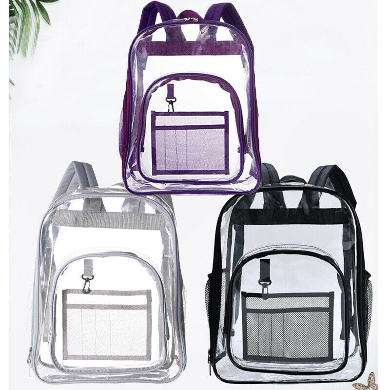 Women Backpack Clear Transparent PVC Multi-pockets School Bag Travel Backpack AU