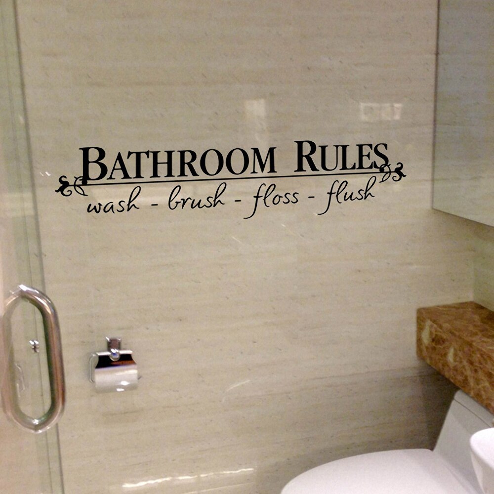 Bathroom Rules Wall Stickers Quote Bathroom Sticker Art Decal DIY Bath Background Waterproof Toilet Washroom Home Decor