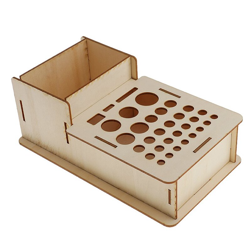 LMDZ Wooden Leathercraft Rack Stand DIY Tamping Punching Tools Holder Organizer Storing Leather Tool Storage Box: Color Small