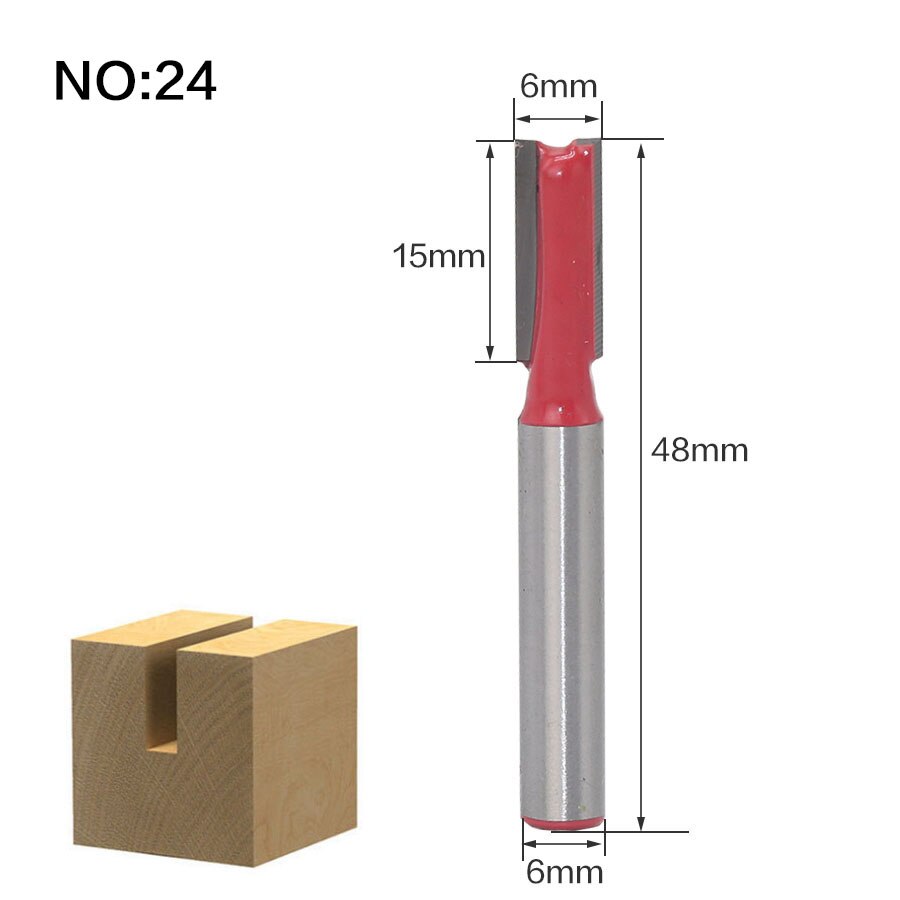 1 pc 6mm Schacht Klassieke Hoek Ronde Inham Doos Frezen C3 Carbide Reiniging Flush Trim Hout Router Bit straight End Mills: NO 24