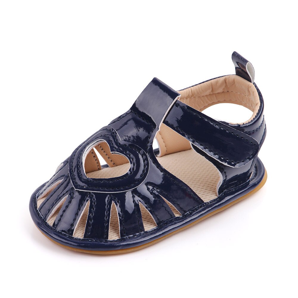 Love Heart Baby Girl Shoes Summer Red Princess Sandals Newborn First Walkers Soft Sole Infant Bebe Toddler Shoes Arrivals: Navy / 0-6 Months