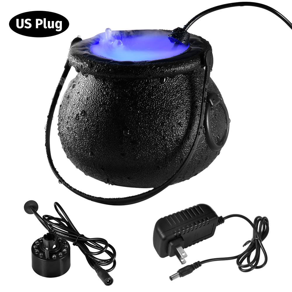 Halloween fumée Machine chaudron monsieur brumisateur fumée brouillard Machine LED à couleur changeante humidificateur Halloween fête effrayant accessoires: US plug