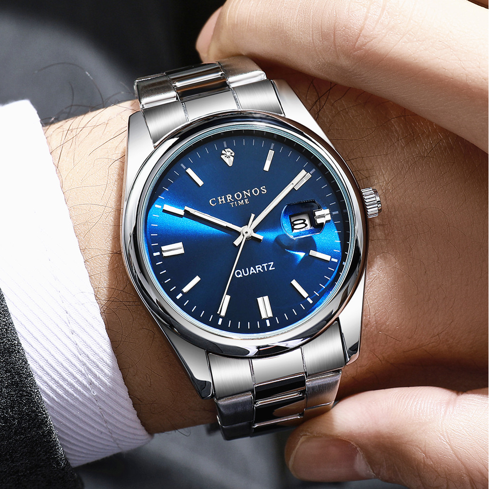 Chronos Topmerk Luxe Man Polshorloge Waterdichte Lichtgevende Datum Mannen Horloges Rvs Quartz Heren Horloge Mannen Reloj