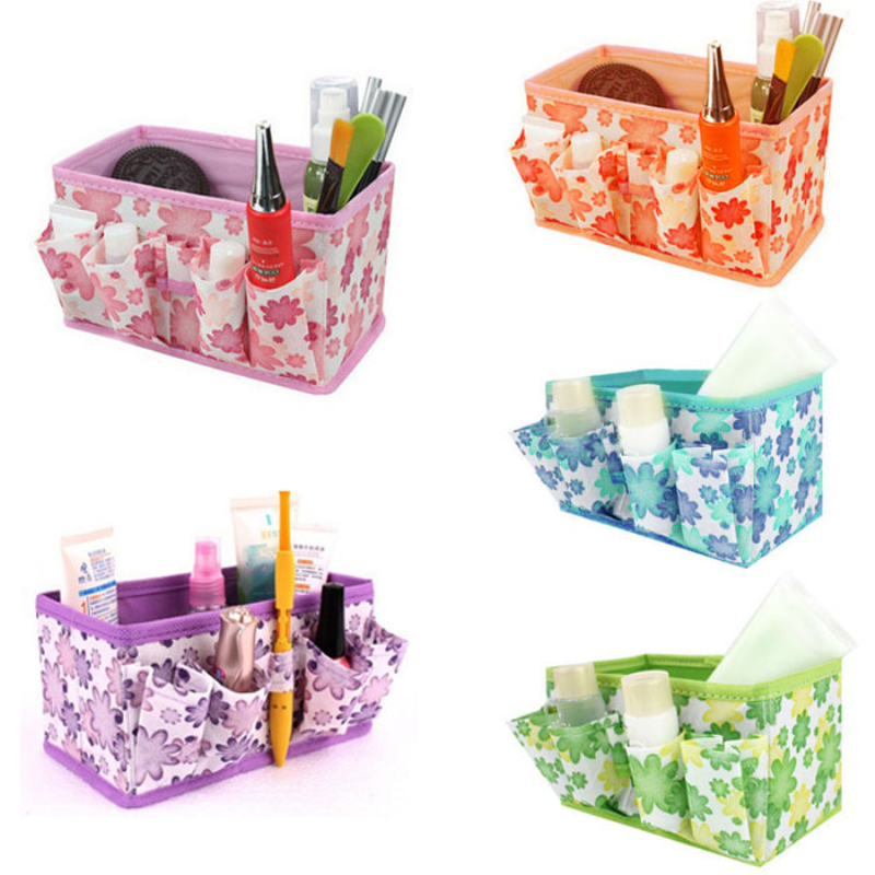 Caja organizadora, organizador de maquillaje, caja de almacenamiento de cosméticos, bolsa, contenedor estacionario plegable de colores brillantes, organizador de maquillaje, caja de reloj