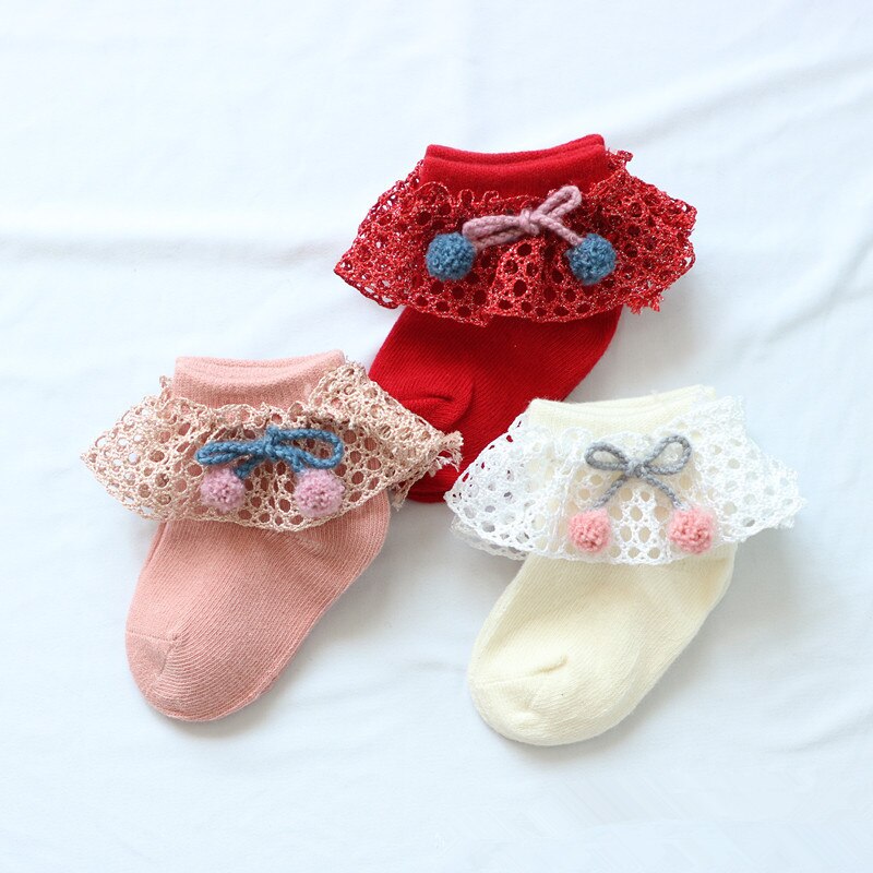 Baby Infant Bowknot Socks Autumn Winter Lace Princess Socks Cotton Baby Girl Ankle Socks Baby Stuff for Newborn for 0-1Year