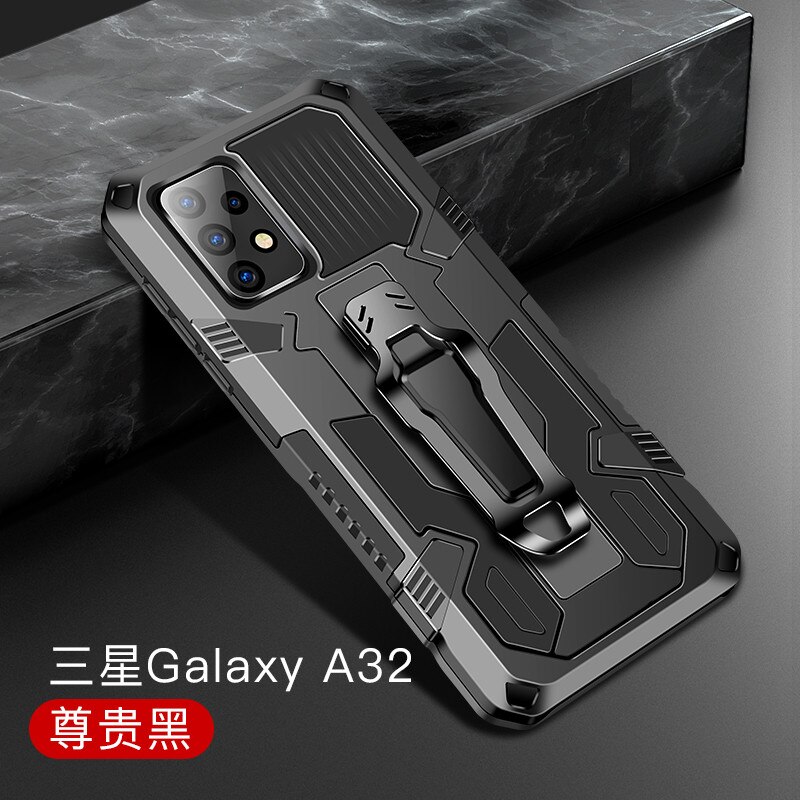 Armor Case For Samsung A32 4G Case Shockproof Stand Holder Belt Clip Holster Cover for Samsung Galaxy A32 4G SM-A325F A 32 6.4&quot;: For Galaxy A32 5G / Black