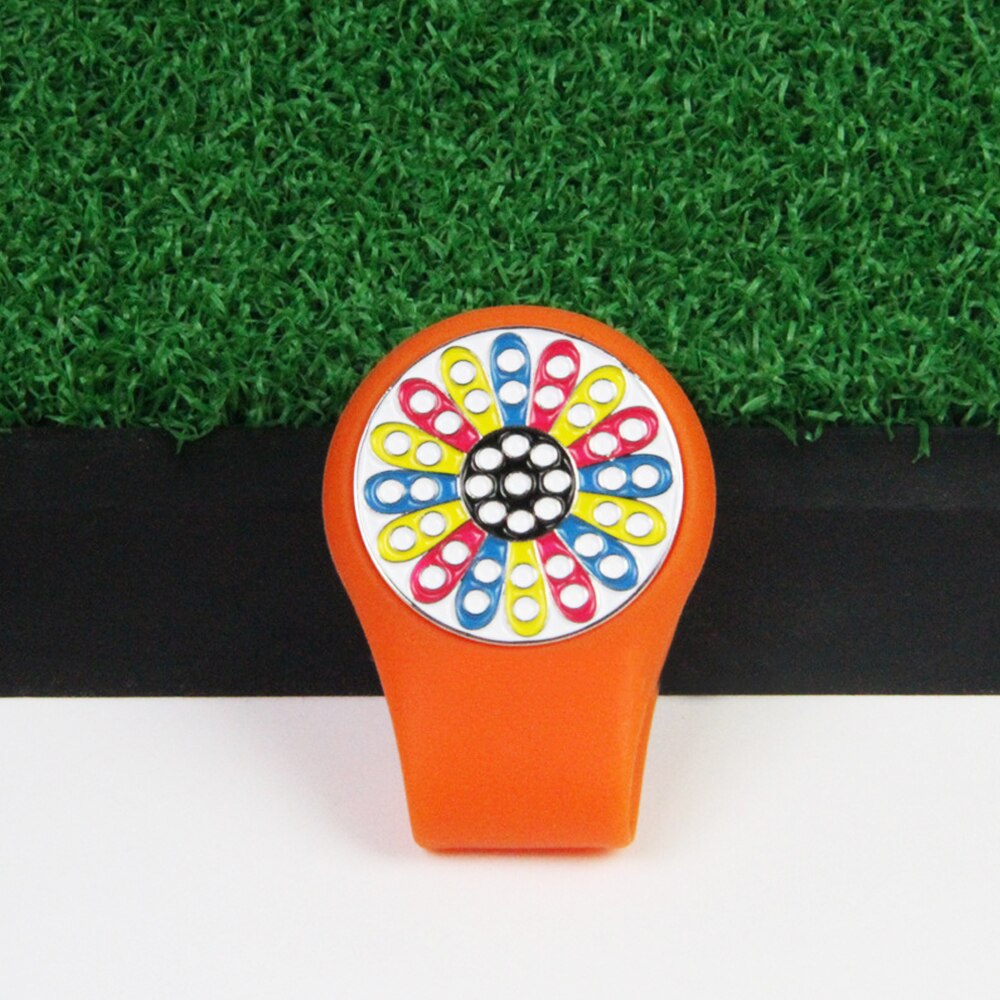 1 stk aftagelig golfhatklip magnetisk golfboldmarkørhætteklip golfhatklemme til golfspiller: Orange