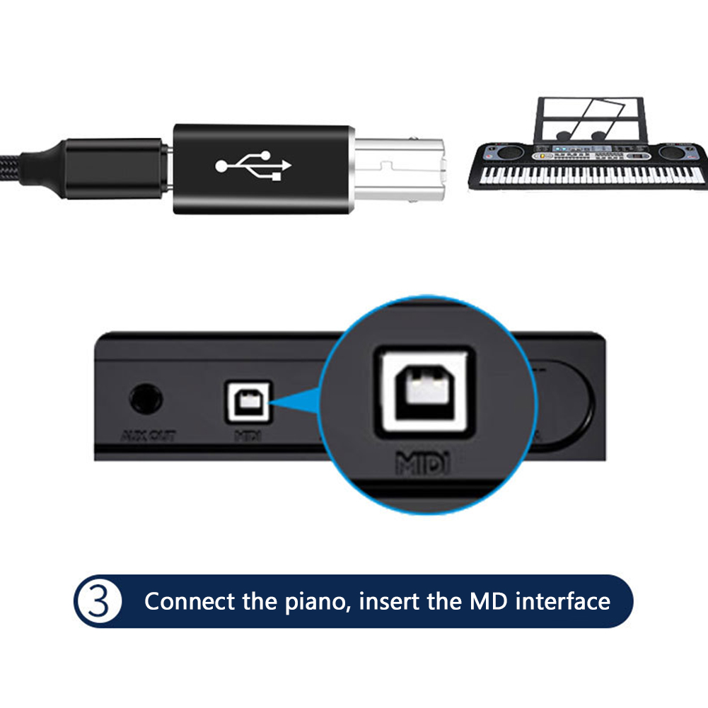 Usb-typ-c-buchse auf usb-b-stecker-adapter für scanner und drucker, usb-c-datenübertragungsadapter für midi-controller und tastatur