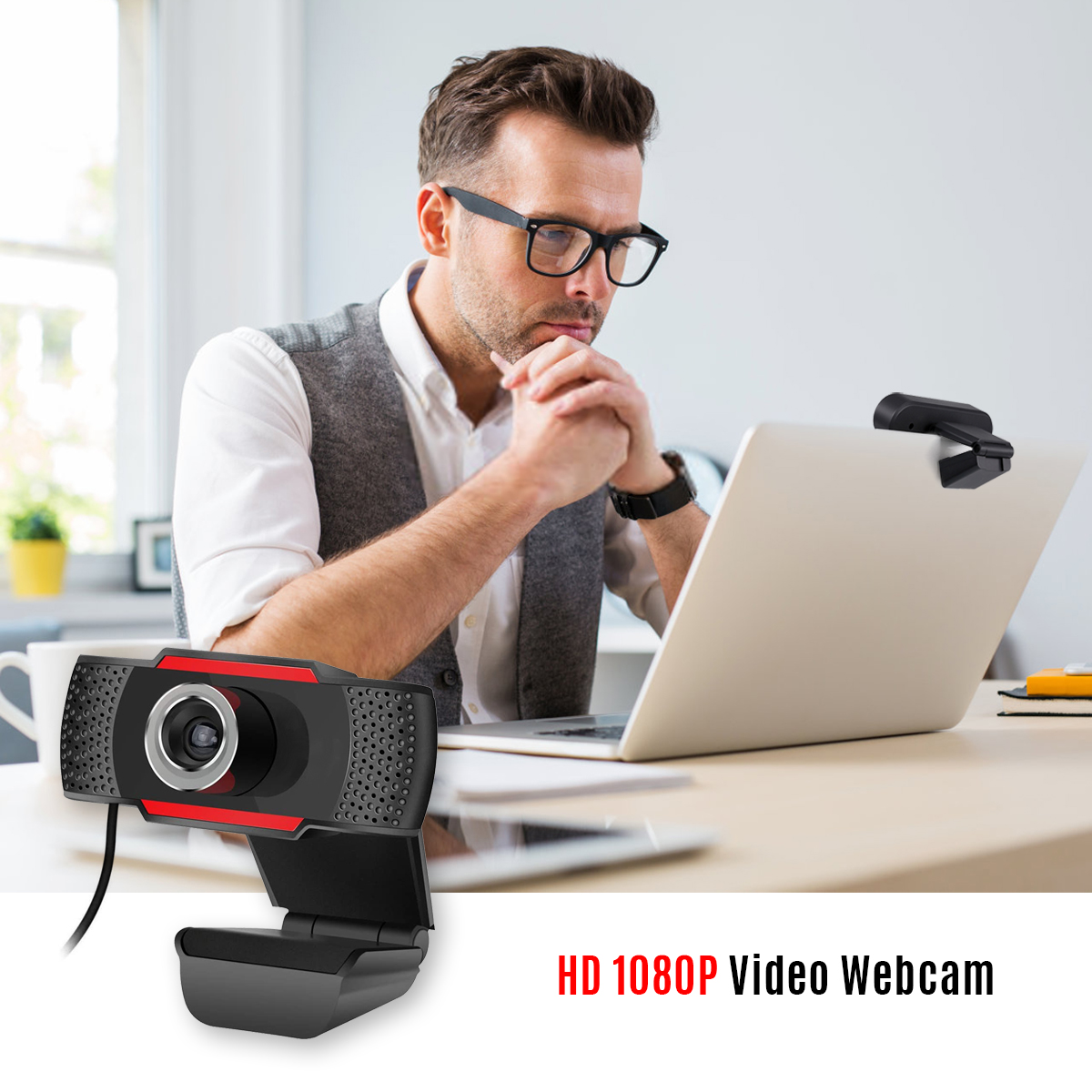 1080P hd Video Conference Camera Webcam Computer Camera with Noise Reduction Microphone USB for Video Meeting Online Training