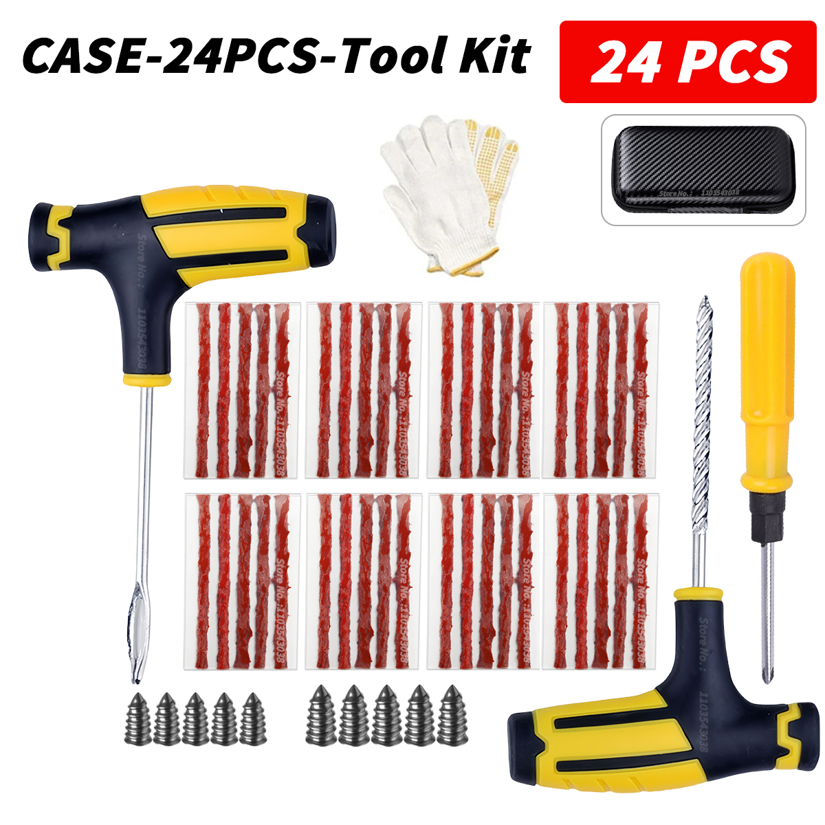 Auto Bandenreparatieset - Lekke Band Plug Gereedschap - Tubeless Bandenstrips - Motor & Fiets