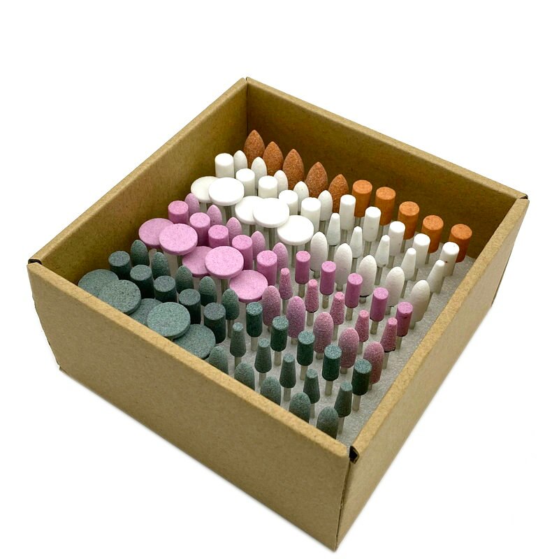 100 stk./æske assorteret dental sten slibe polermaskine bor sten negle bor bits dental lab materiale 2.35mm skaft