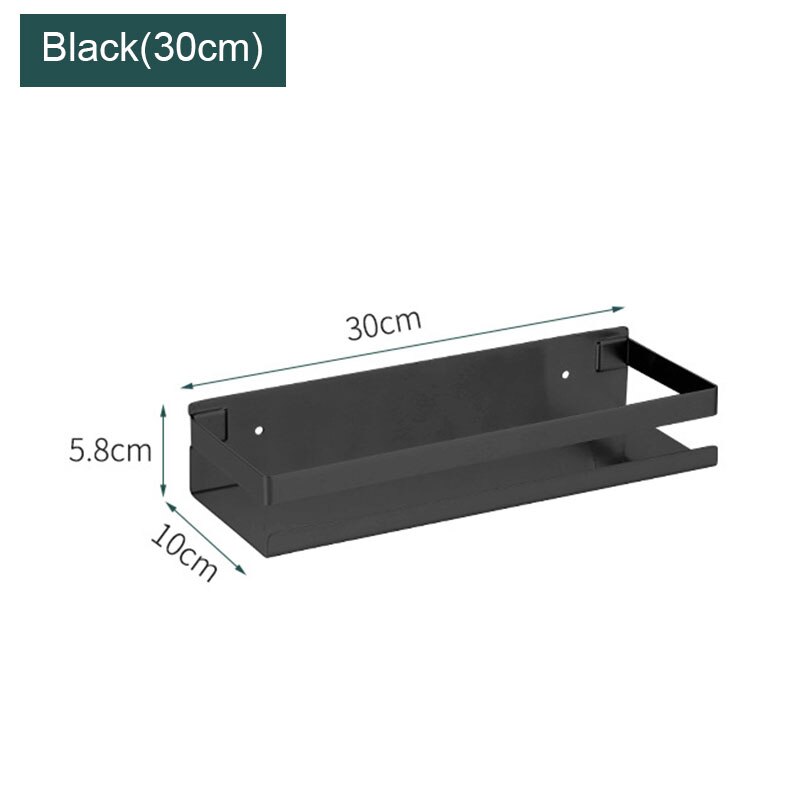 30cm/40cm shlef organizador de parede cozinha rack banheiro prateleira do chuveiro aço inoxidável moderno preto fosco shampoo quadrado rack armazenamento: Black(30cm)