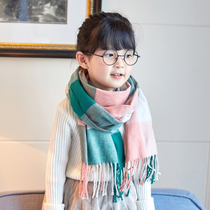 Écharpe pour enfants hiver garçons et filles style classique écharpe cachemire imitation tricot cou écharpe automne bébé mignon sca