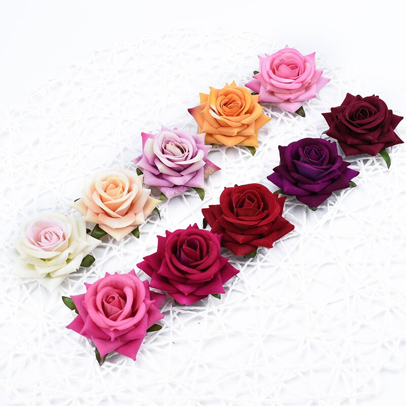 100 stk flannel roser silke blomster væg kunstige planter hjem bryllup dekoration diy scrapbog slik æske broche foto rekvisitter