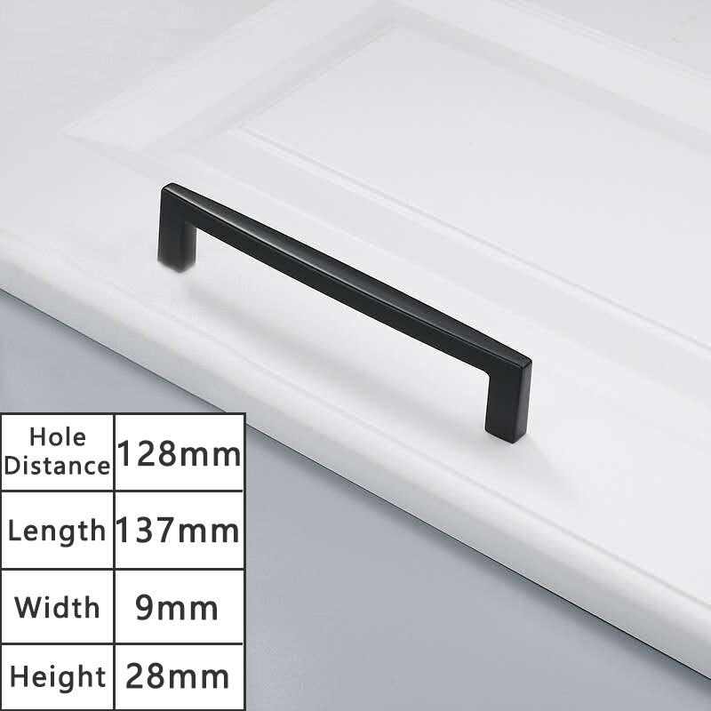 YUTOKO European Style Matte Gold Cabinet Handles Solid Brass Kitchen Cupboard Pulls Drawer Knobs Furniture Handle Hardware: 105-128mm Black