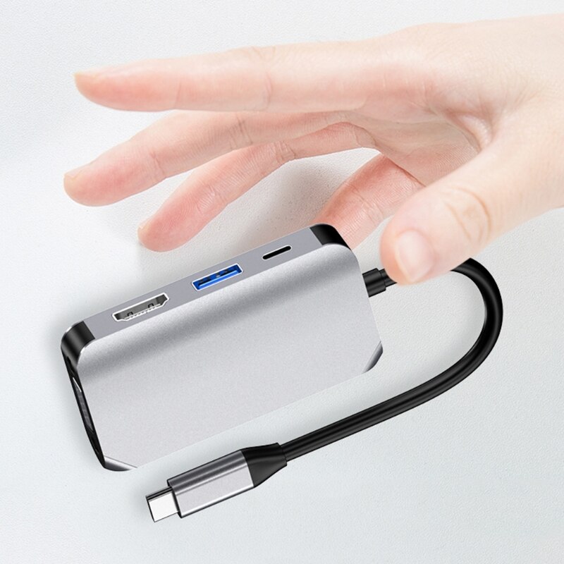 Mini 4-in-1 Display Port Hub TV Adapter Cable Expansion Dock Digital Wire Converter Spare Parts