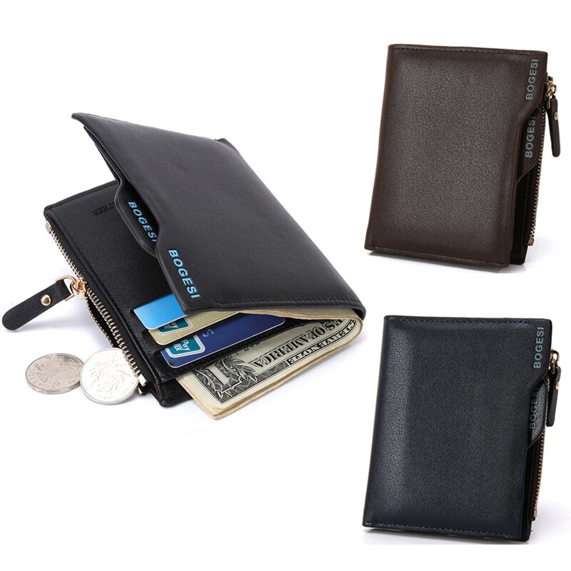 Men Small PU Leather Short Purse With Photo Credit Card Holder Case Coin Wallet Clutch