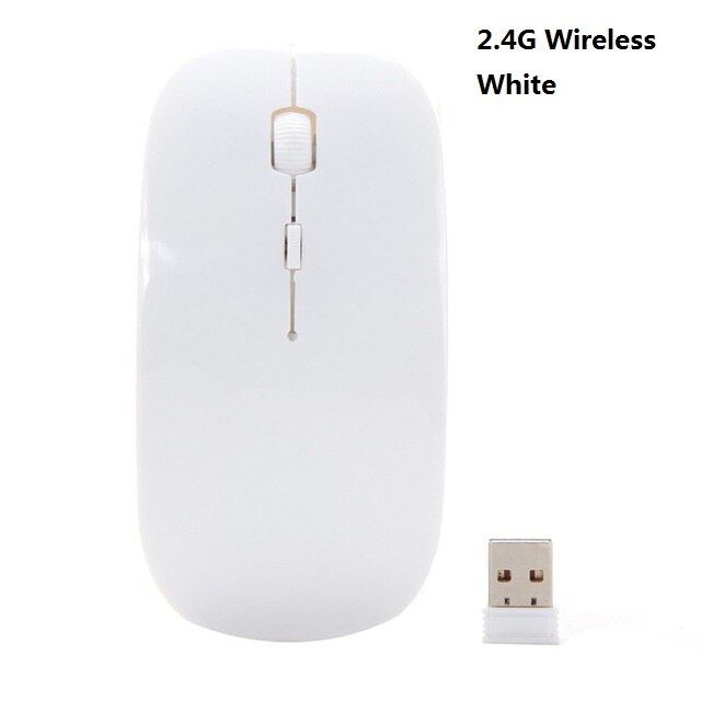 Ultra Slim 1600 DPI USB Optische Draadloze Muis 2.4G Ontvanger Office Thuisgebruik Muis voor Apple Mac PC laptop Muizen: Wirless White