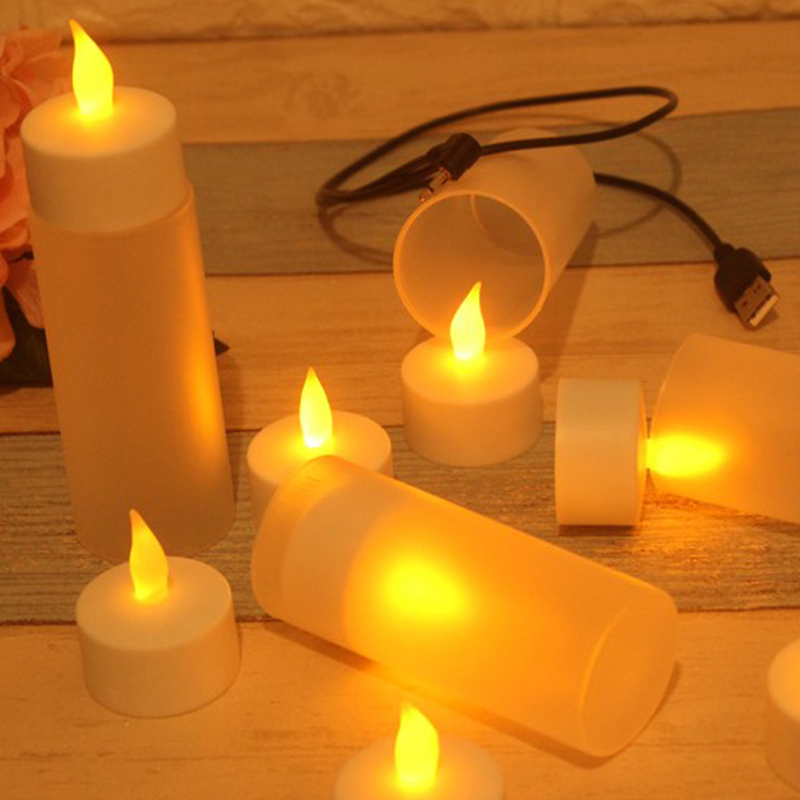 Luz de carga USB recargable con velas de batería LED recargables sin llama