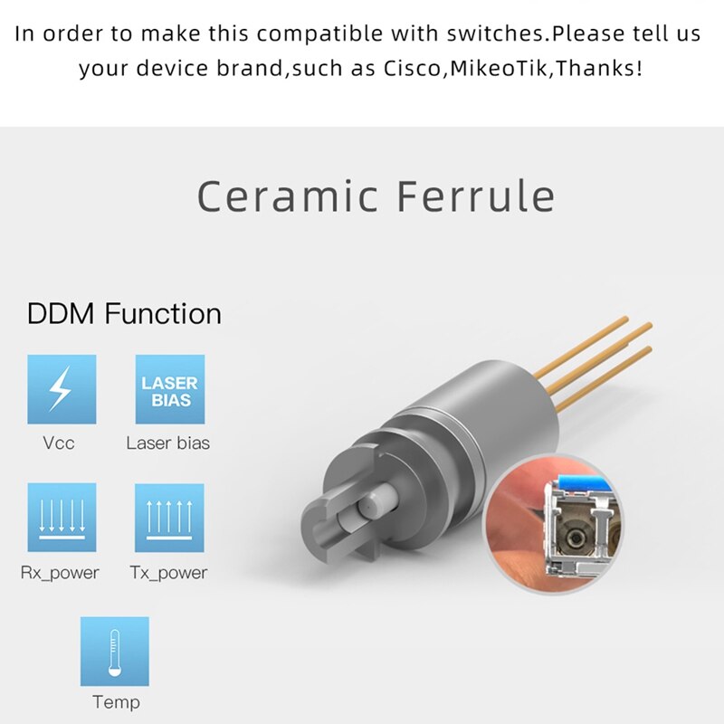 JT-COM 2Pcs SC SFP Module Gigabit DDM BIDI Mini Gbic 1000Mbps Fiber Tranceiver Sfp Module Compatible With Mikrotik