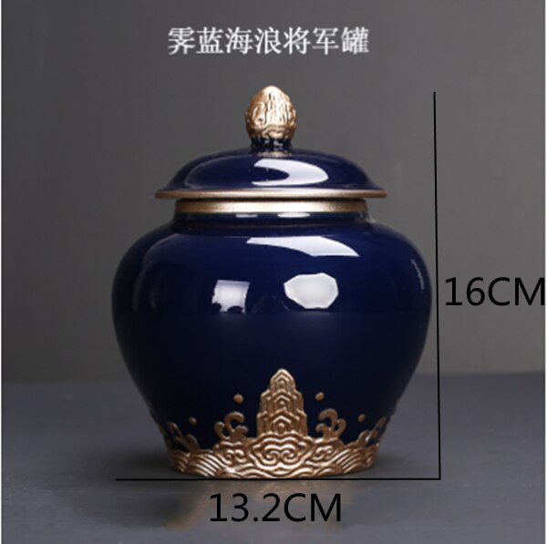 Chinese-style Ceramic Large Tea Cans Sealed Cans Enamel Retro Generals Cans Dried Fruit Snack Storage Cans Home Decoration: B-1PCS