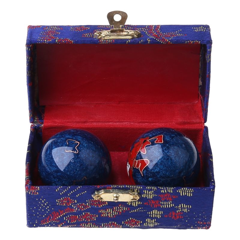 Un par de bolas chinas de salud Baoding, esferas con esmalte, bolas de masaje para terapia de manos 63HE