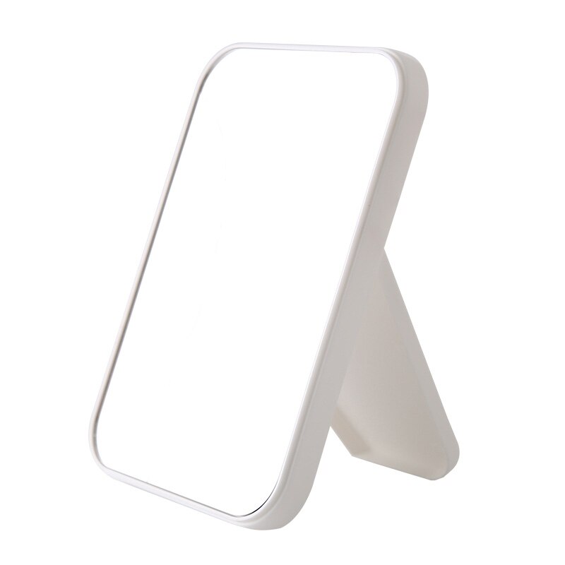 Espejo plegable de maquillaje portátil, espejo de una cara grande y cuadrado, herramienta de maquillaje de belleza sencilla fácil de usar: Plata