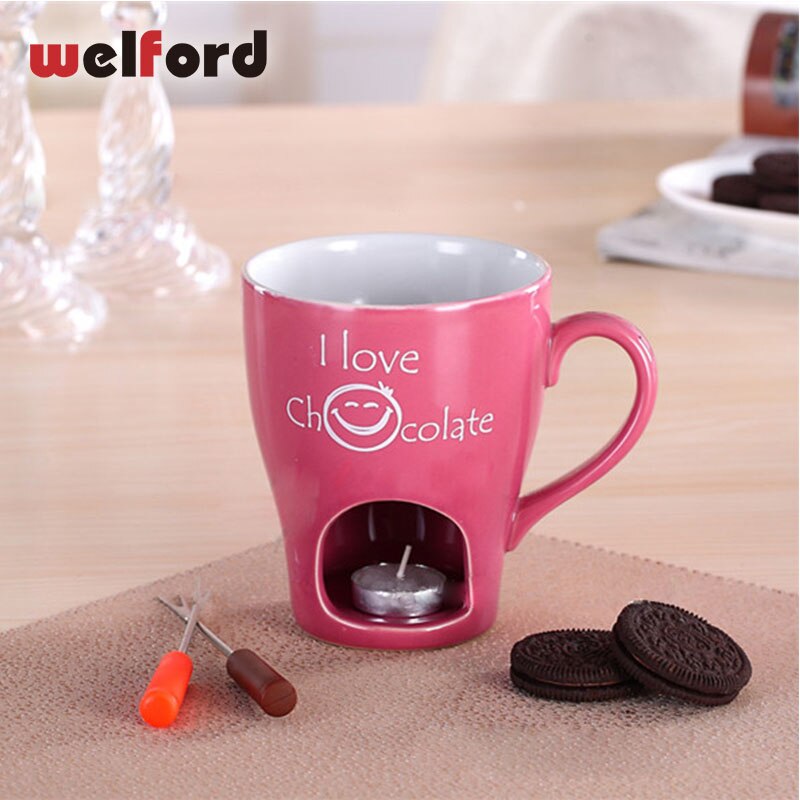 Juego de tazas de cerámica para fondue de chocolate, portavelas de porcelana, recipiente para derretir salsa, calentador de bufé, fuente de queso, fabricante de helados: 03