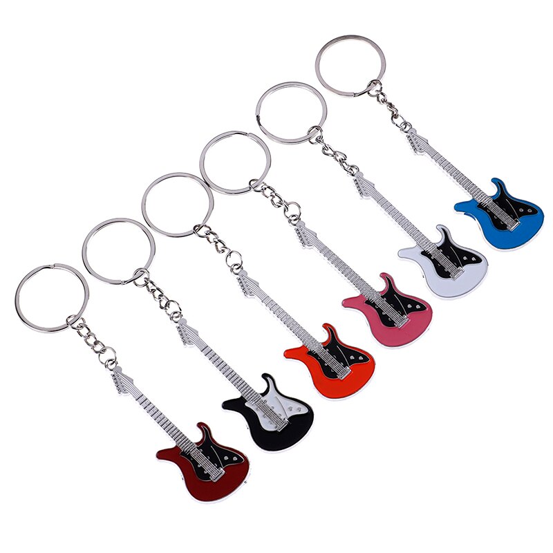 1PCS Mini Metal Classic Electric Guitar Keychain Key Car Chain Guitar Key Ring Musical Instruments Pendant For Man Women 6Colors