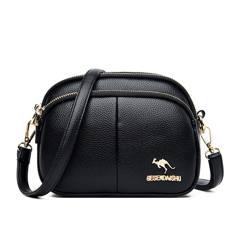 Bolsa mensageiro de couro feminina mini bolsas de luxo designer alta qualidade do sexo feminino vintage crossbody sacos para as mulheres sacos de ombro: Black