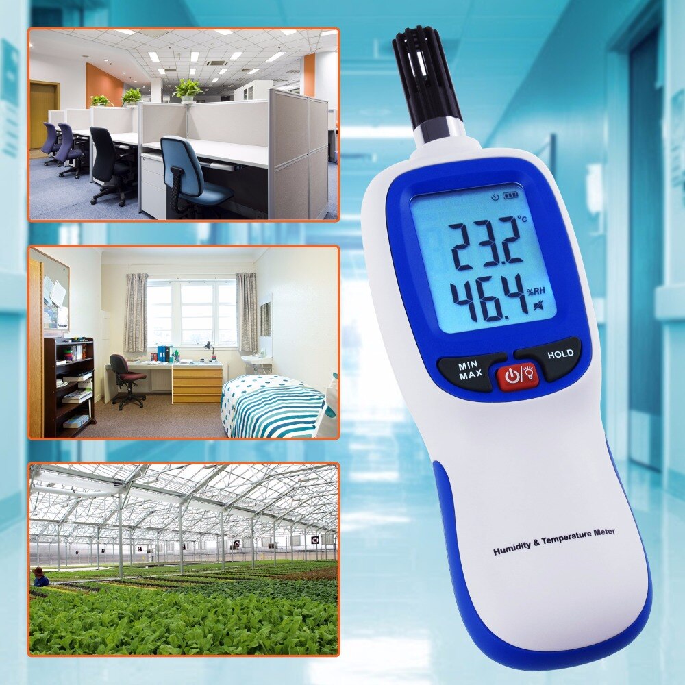 Wet-bulb Temperature range -20~70degC Digital Humidity &amp; Temperature Meter Hygrometer Psychrometer Min/Max Hold, LCD Backlight