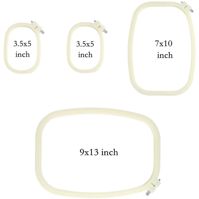 Embroidery Hoop Square Cross Stitch Hoops Ivory-White Pack of 4, Different Sizes - 5 Inches 10 Inches 13 Inches for Kids and Adu