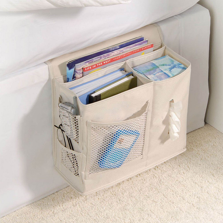 Sofa/seng sengetøj opbevaringstaske magasiner/bøger/avis/fjernbetjening/telefon/tissue containerholder mesh hængeposer