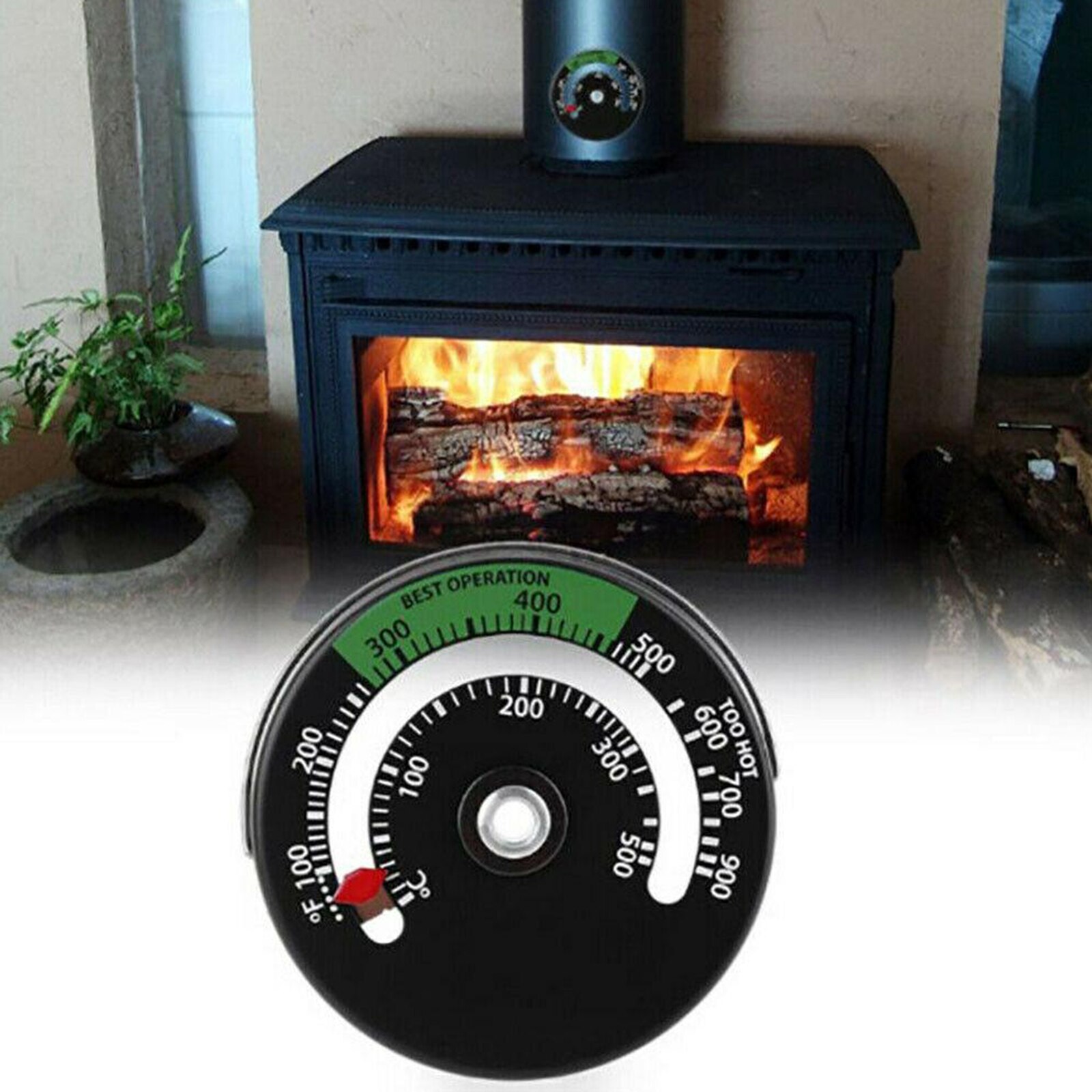 Magnetische Fornuis Thermometer Log Brander Brandende Temperatuurmeter Meter Kachel