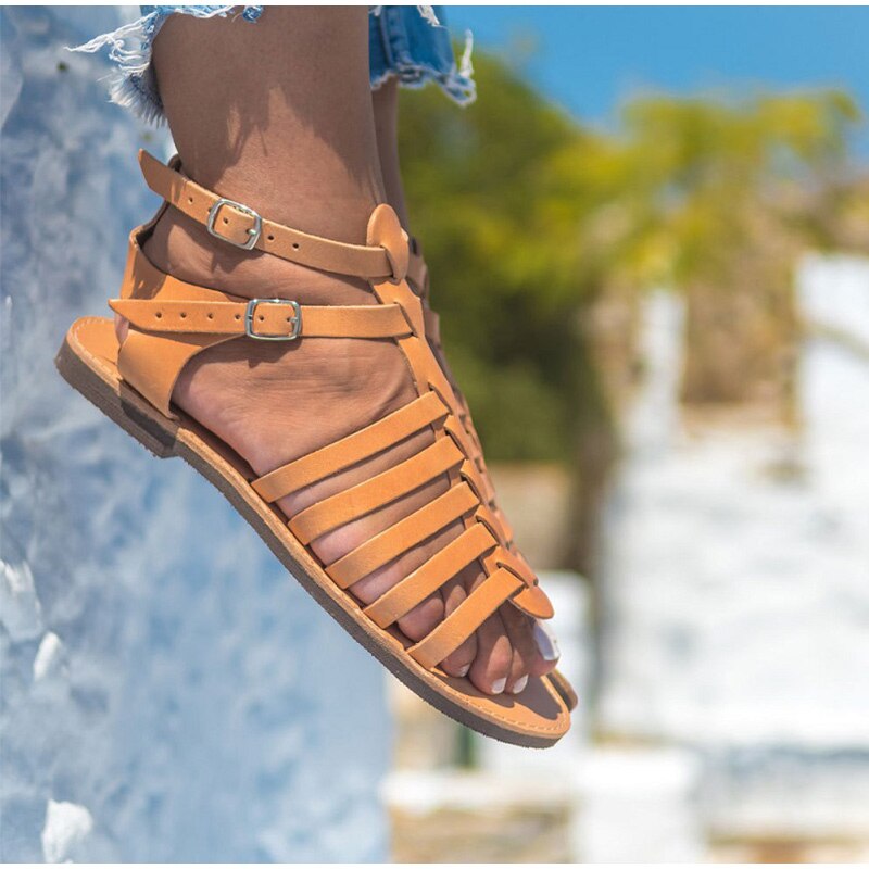 Vrouwen Sandalen Gladiator Zomer Platte Strand Schoenen Dames Open Teen Romeinse Sandalen Zwart Goud Bruin Sandalias Mujer Plus maat 43