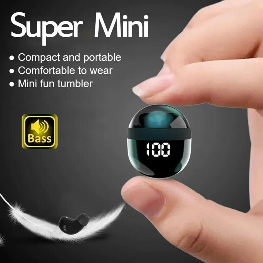 SK18 Mini Invisible Headphones Wireless Bluetooth 5.3 Headphones Bass Sleeping Headphones with Microphone Noise Cancellation HD