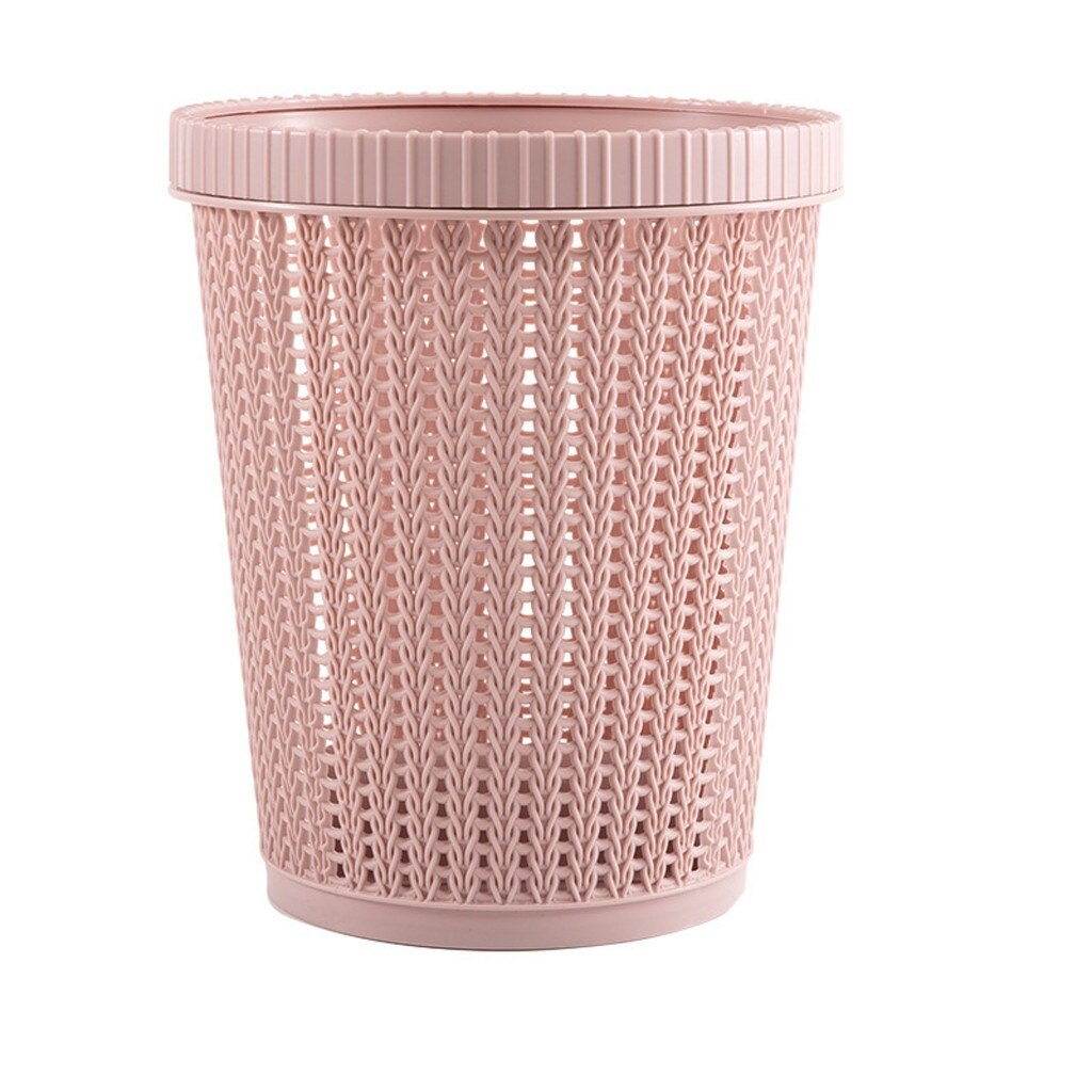 Plastic Trash Can Kitchen Home Trash Can Debris Storage Hollow Trash Can Garbage Bucket Waste Garbage Bag Dispenser: Pink